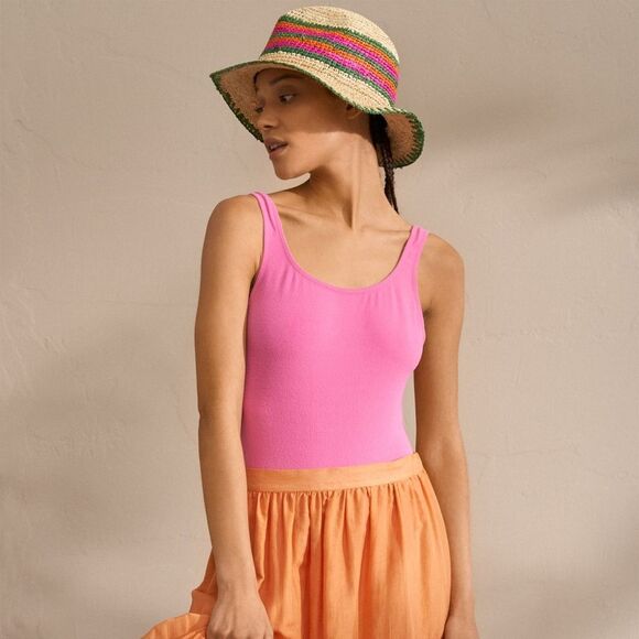 Manebi Hat Raffia Striped Beach Resort Vacation - Picture 2 of 8